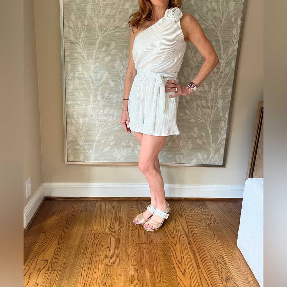 She + Sky Pleated One-Shoulder Romper plus FREE ZO Skin Masque with purchase